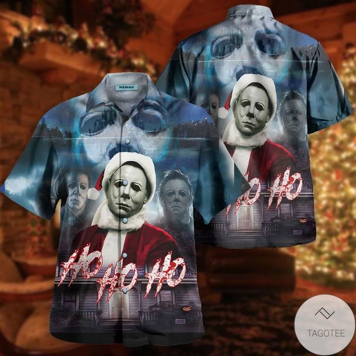 Michael Myers Ho Ho Ho This Is My Happy Christmas Face Hawaiian Shirt