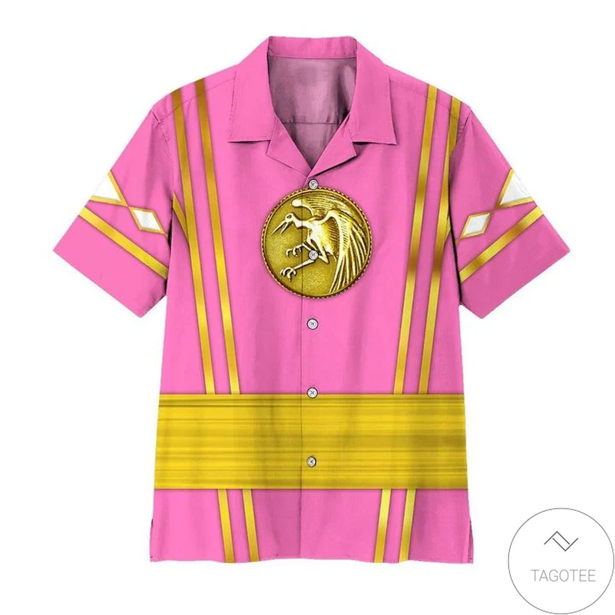 Mighty Morphin Power Rangers Ninja Rangers Pink Crane Hawaiian Shirt