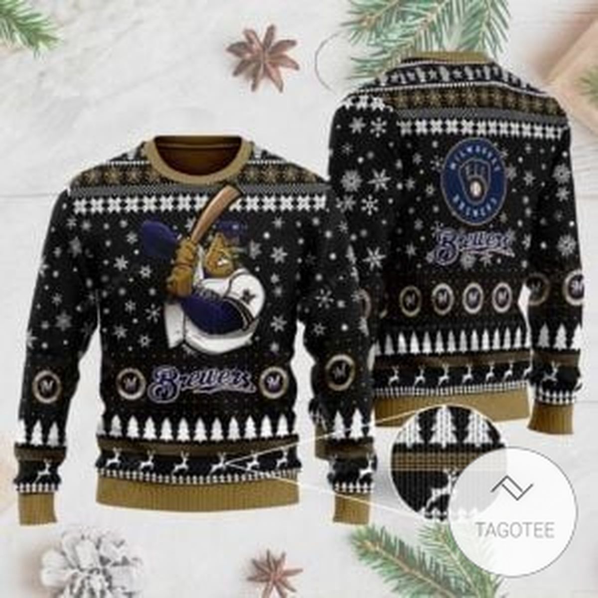 Milwaukee Brewers Sweatshirt Knitted Ugly Christmas Sweater