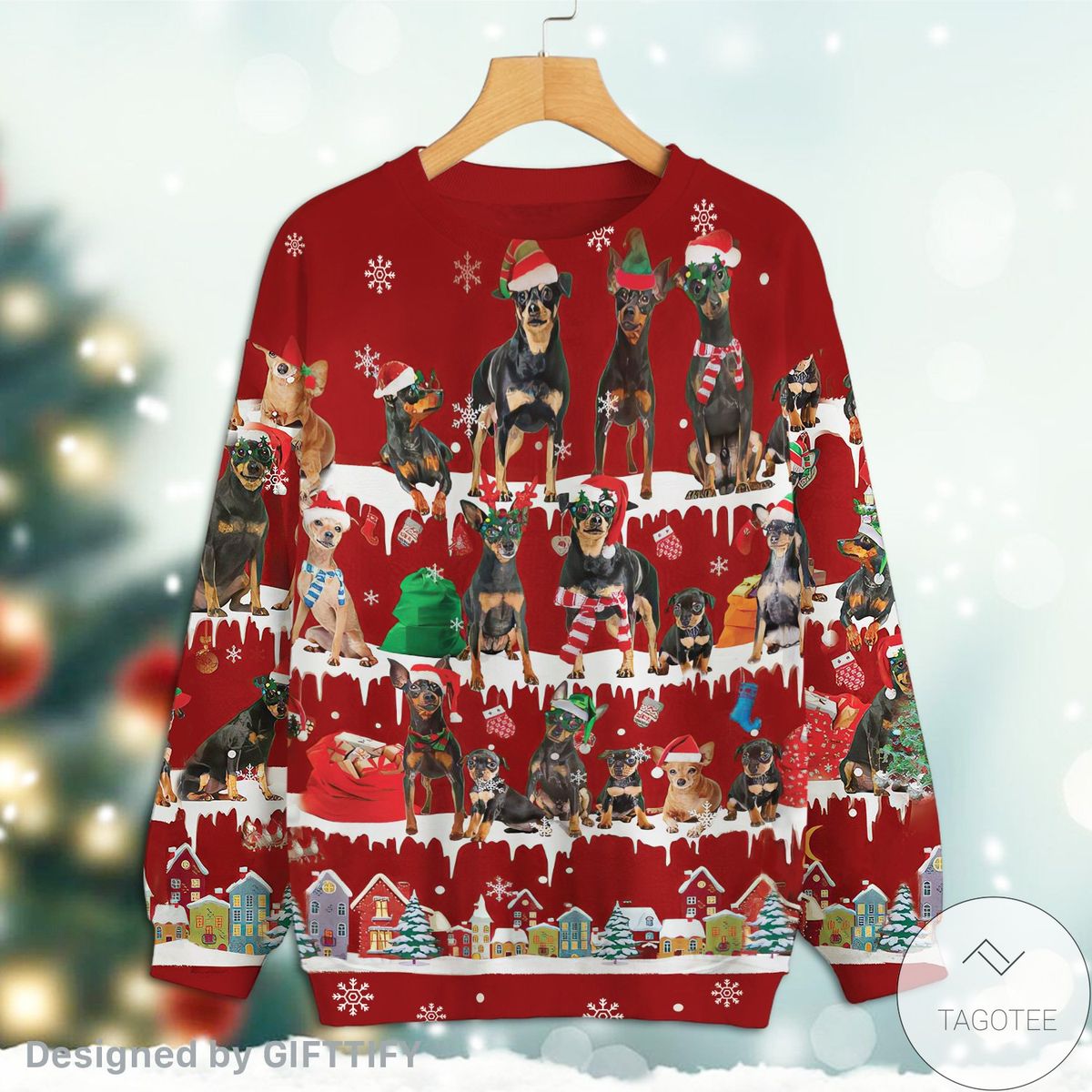 Miniature Pinscher Snow Christmas Premium Sweatshirt