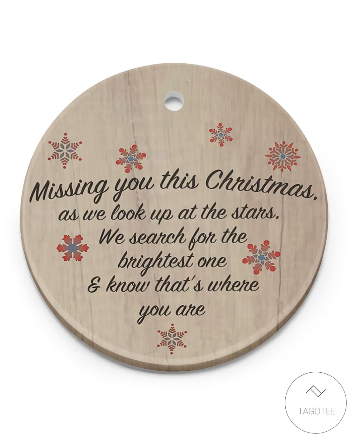 Missing You This Christmas As We Look Up At The Stars Circle Ornament