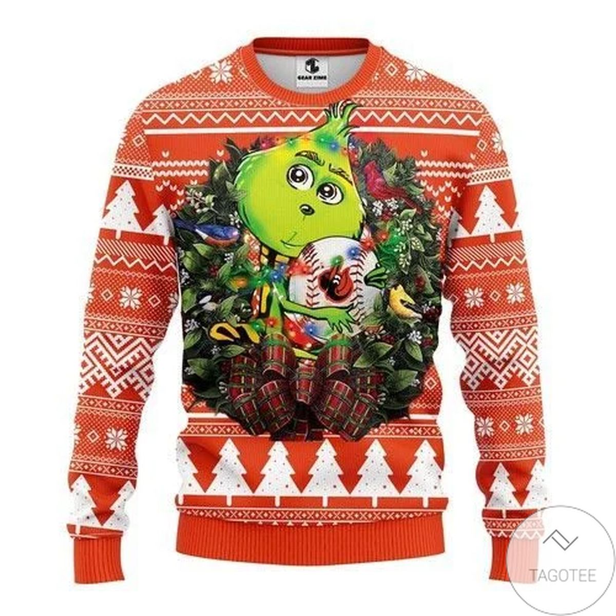 Mlb Baltimore Orioles Grinch Hug Ugly Christmas Sweater