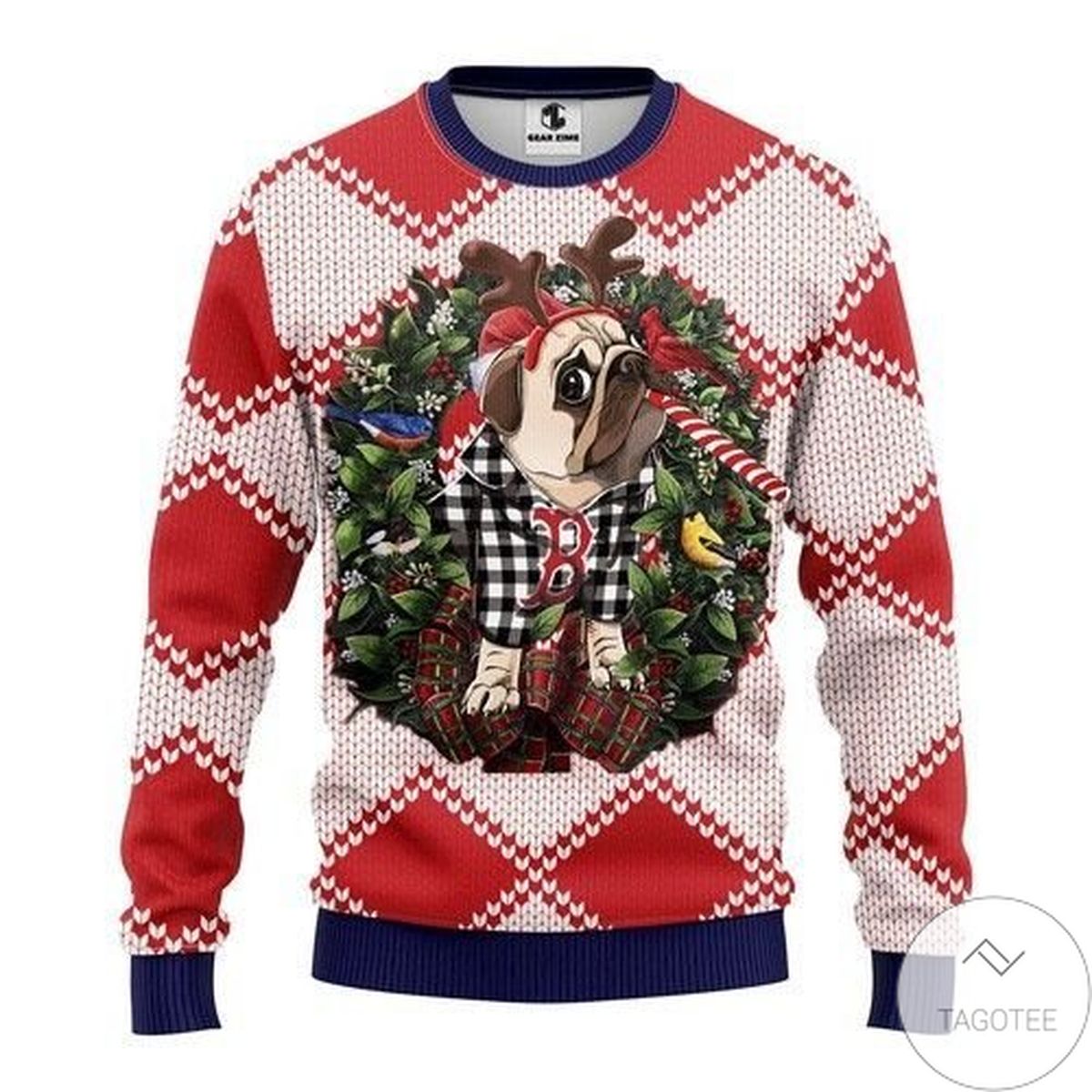 Mlb Boston Red Sox Pug Dog Ugly Christmas Sweater
