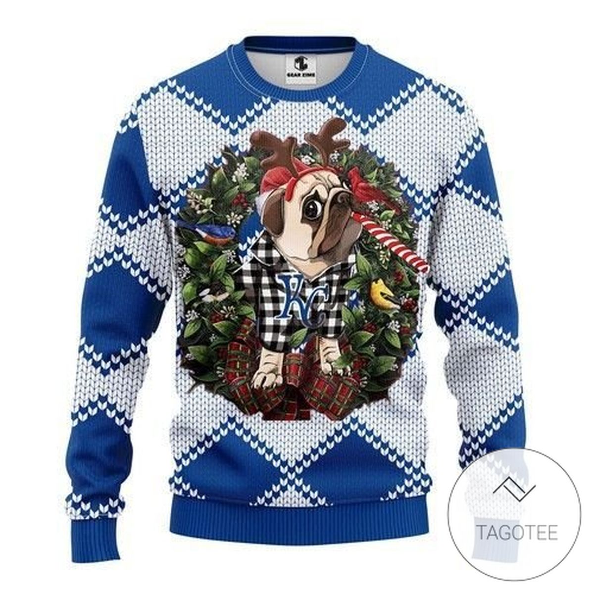 Mlb Kansas City Royals Pug Dog Sweatshirt Knitted Ugly Christmas Sweater