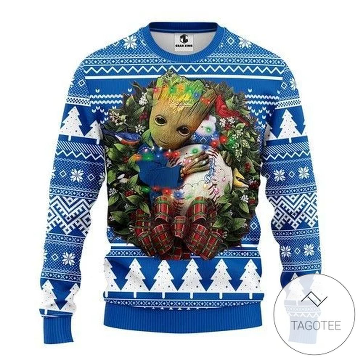 Mlb Los Angeles Dodgers Groot Hug Sweatshirt Knitted Ugly Christmas Sweater
