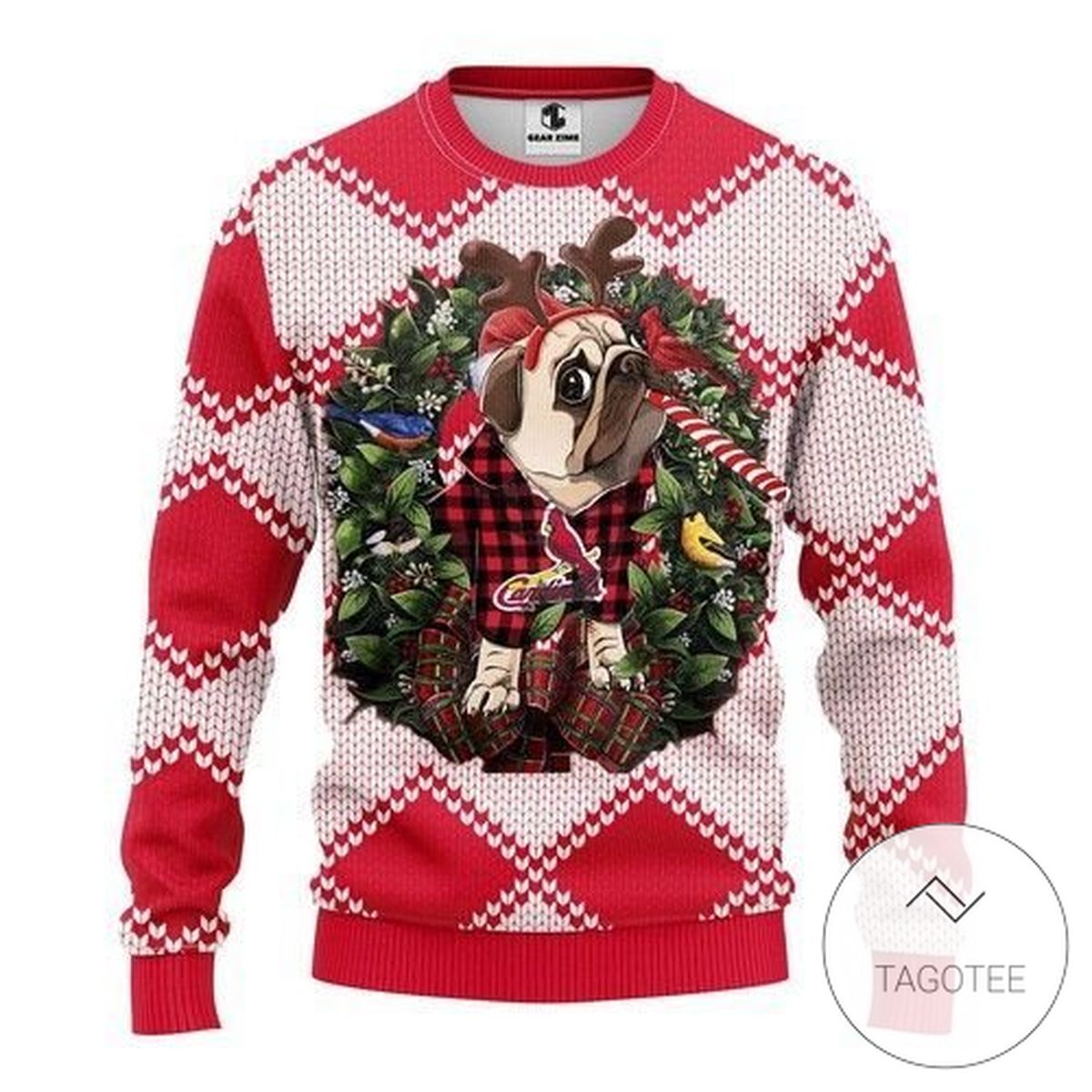 Mlb St. Louis Cardinals Pug Dog Sweatshirt Knitted Ugly Christmas Sweater