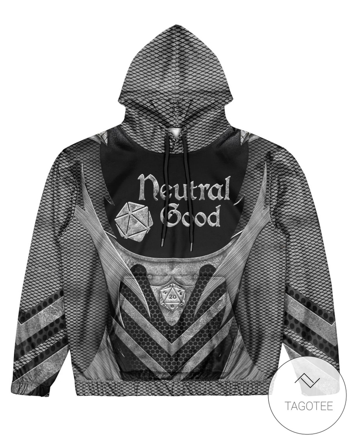 Neutral Good Black DnD Dungeons And Dragons 3d Hoodie