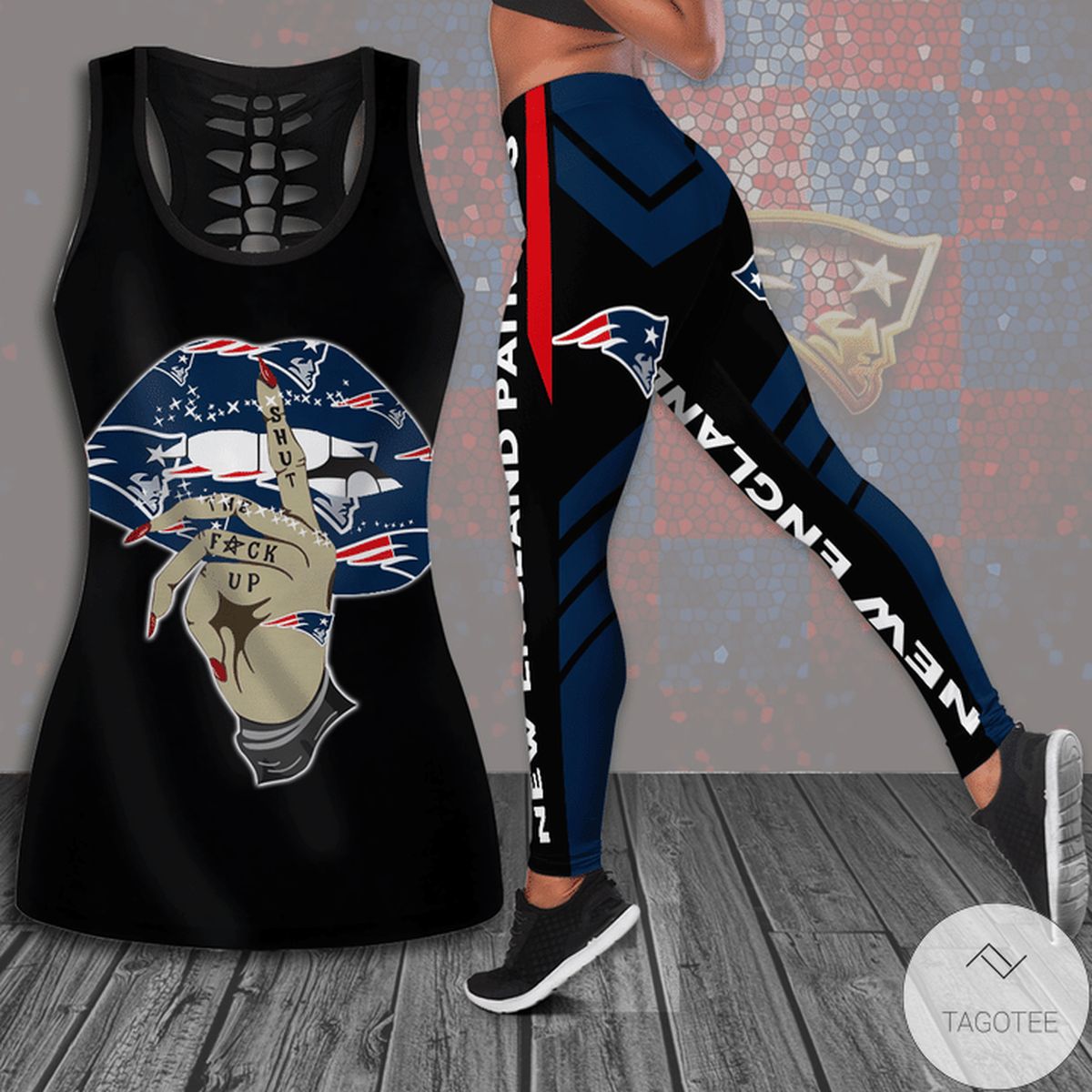 New England Patriots Hollow Tank Top And Leggings