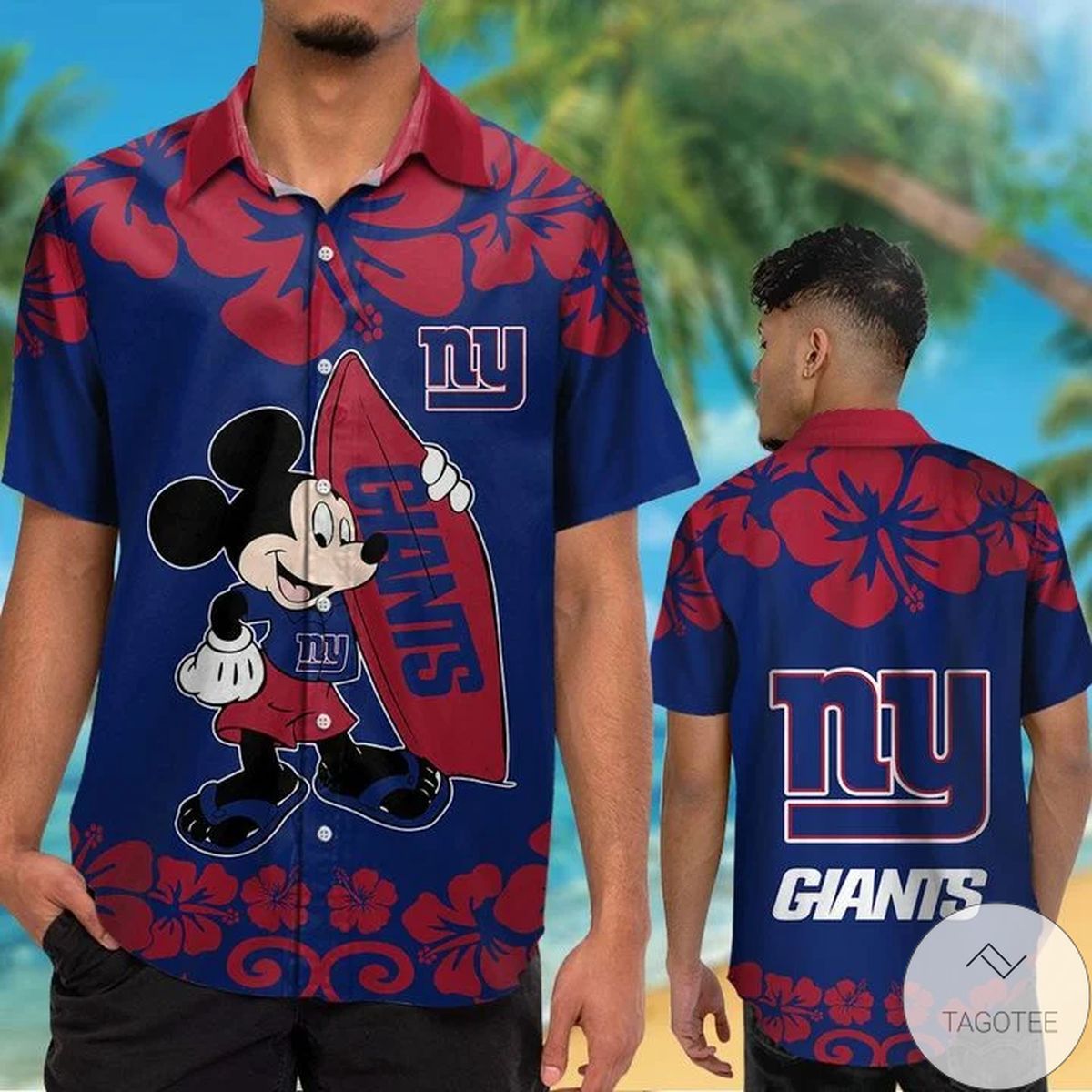 New York Giants & Mickey Mouse Hawaiian Shirt
