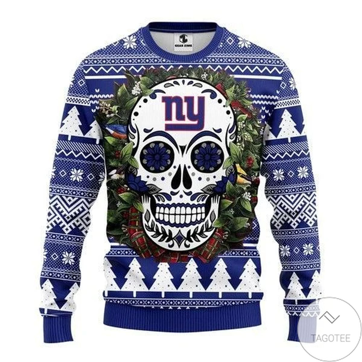 New York Giants Skull Flower Ugly Christmas Sweater