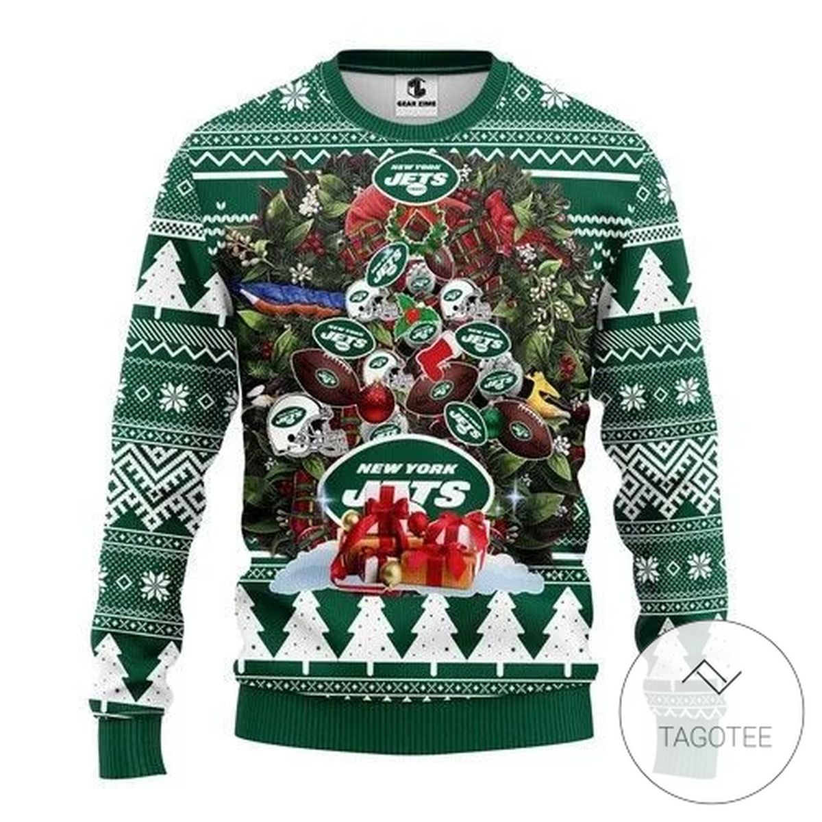 New York Jets Tree Sweatshirt Knitted Ugly Christmas Sweater