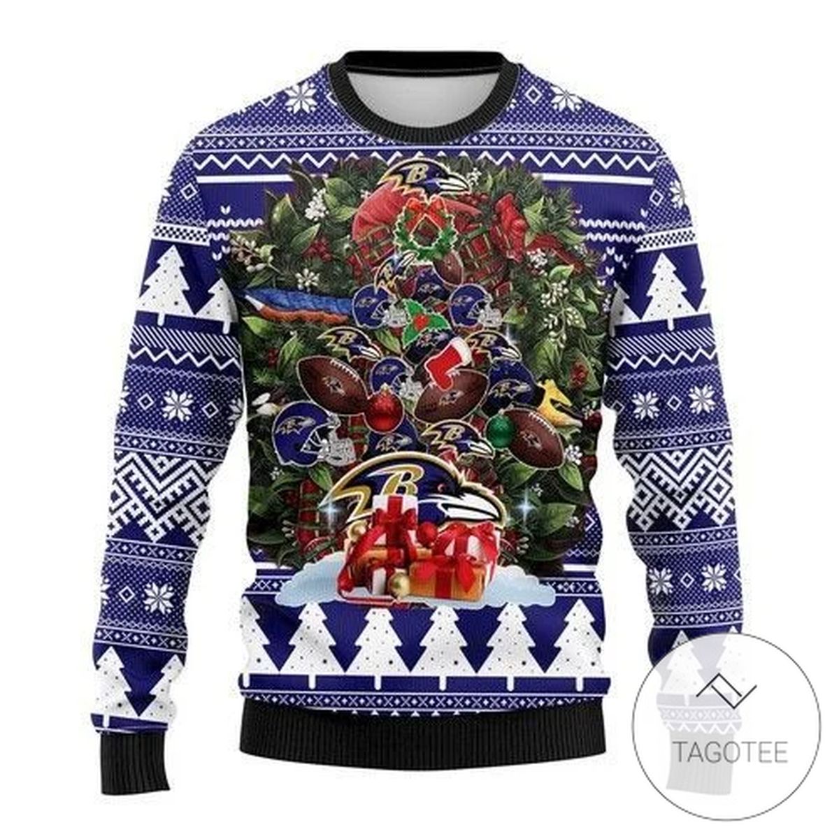 Nfl Baltimore Ravens Tree Christmas Sweatshirt Knitted Ugly Christmas Sweater