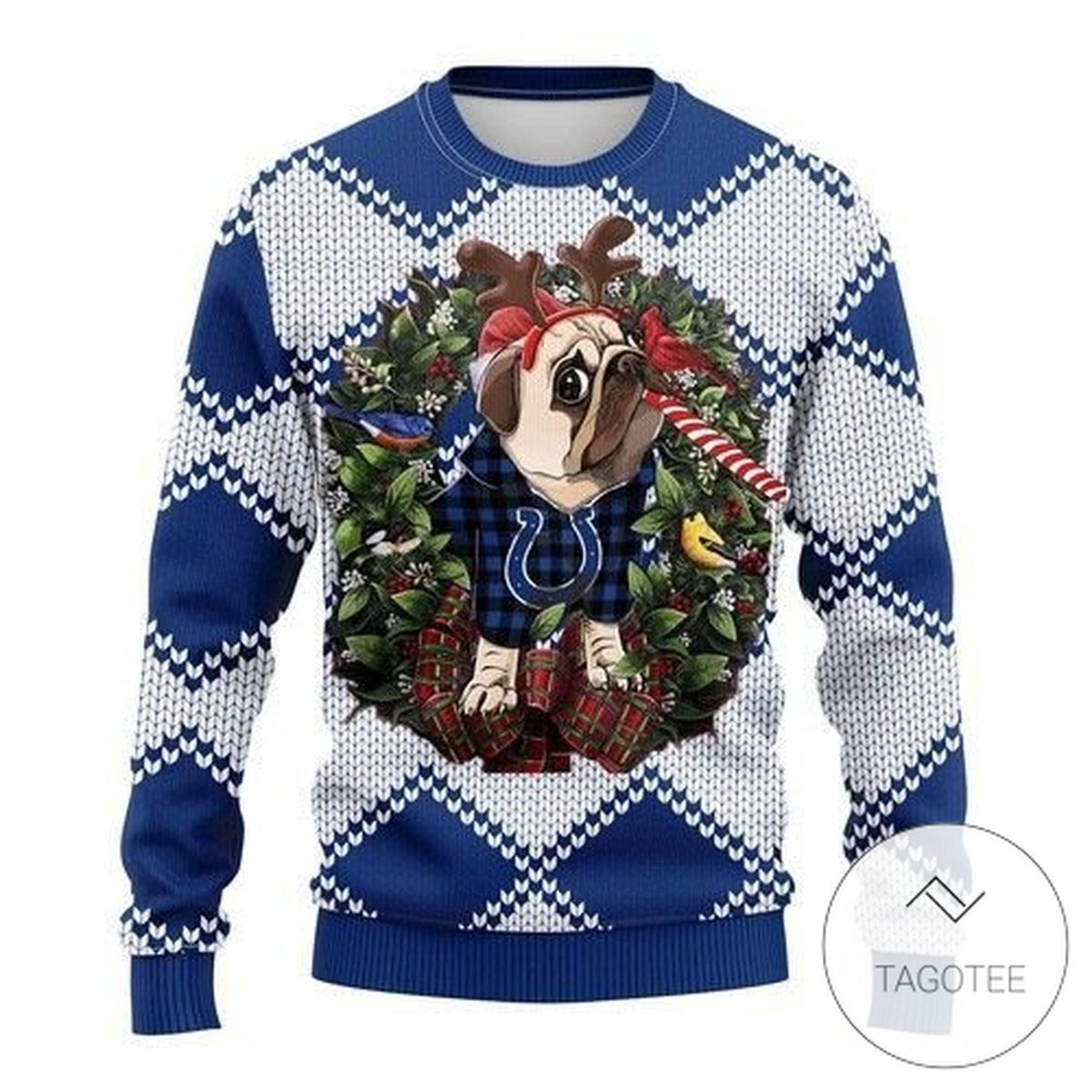 Nfl Indianapolis Colts Pug Dog Sweatshirt Knitted Ugly Christmas Sweater