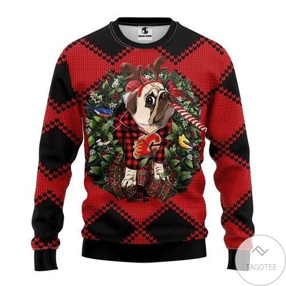 Nhl Calgary Flames Pug Dog Ugly Christmas Sweater