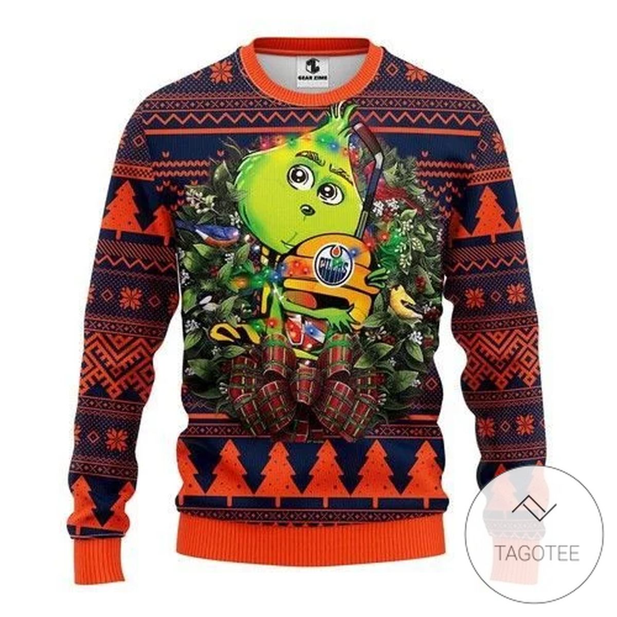 Nhl Edmonton Oilers Grinch Hug Sweatshirt Knitted Ugly Christmas Sweater