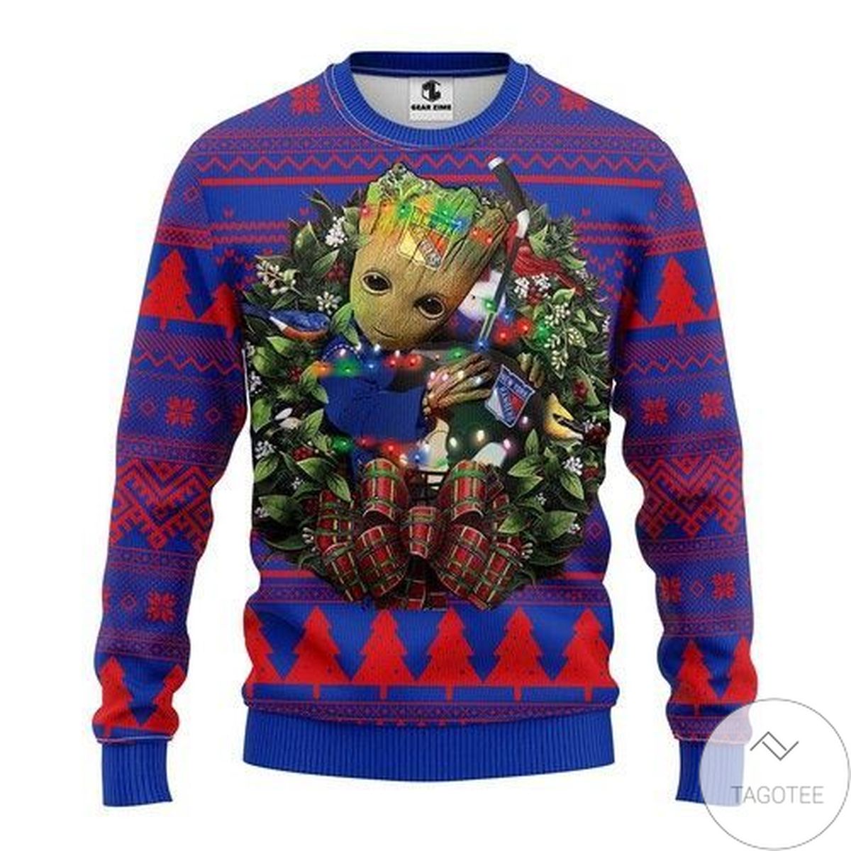 Nhl New York Rangers Groot Hug Ugly Christmas Sweater
