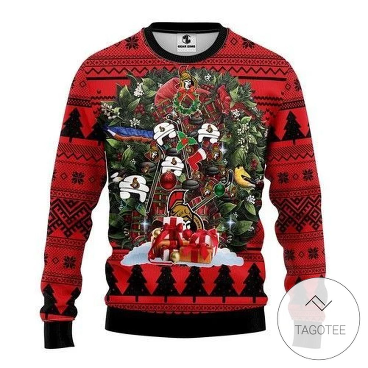 Nhl Ottawa Senators Tree Christmas Sweatshirt Knitted Ugly Christmas Sweater