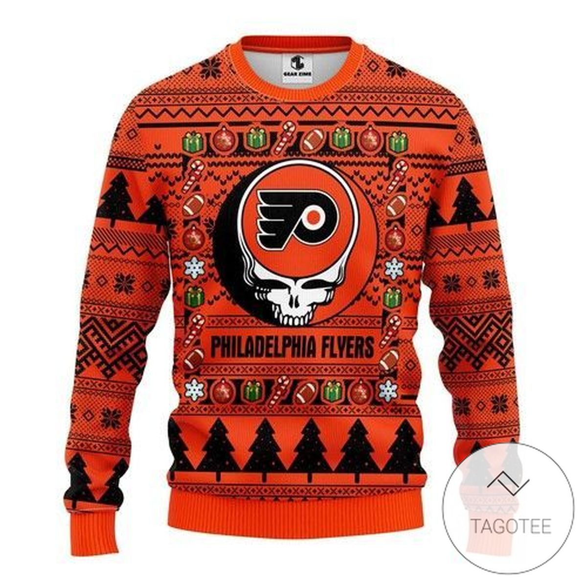 Nhl Philadelphia Flyers Grateful Dead Sweatshirt Knitted Ugly Christmas Sweater