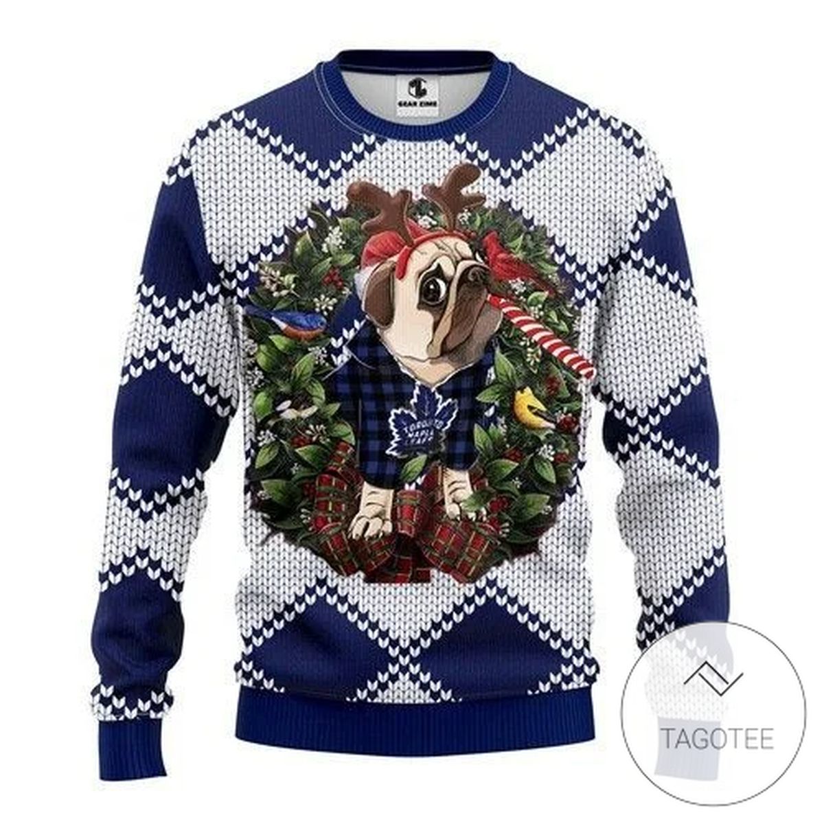 Nhl Toronto Maple Leafs Pug Dog Sweatshirt Knitted Ugly Christmas Sweater