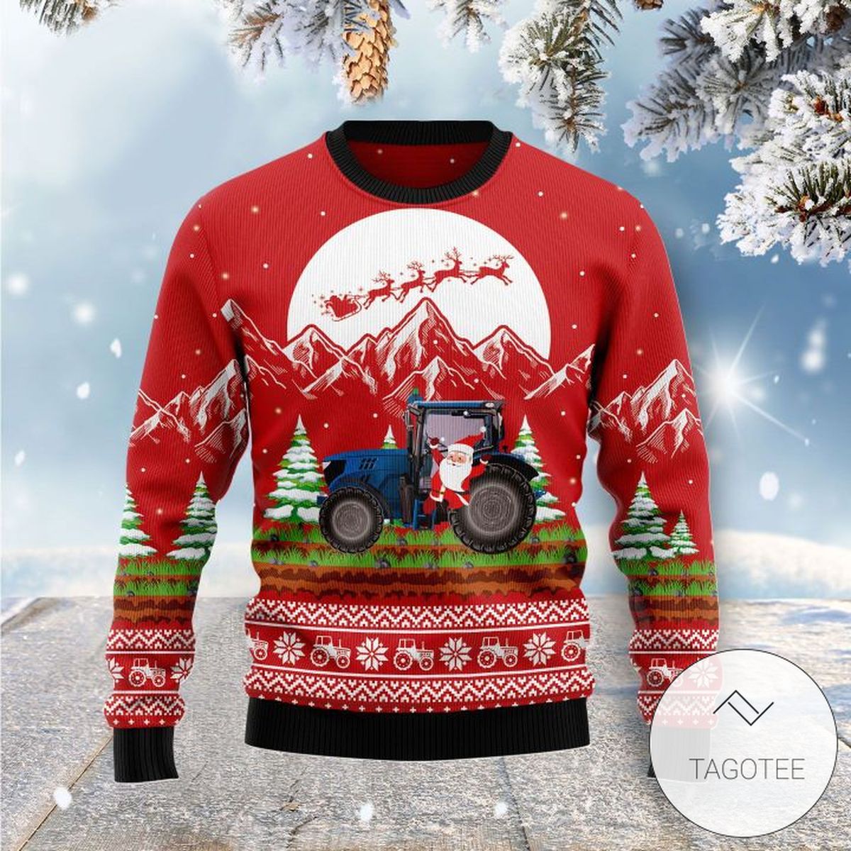 Noel Tractor Sweatshirt Knitted Ugly Christmas Sweater