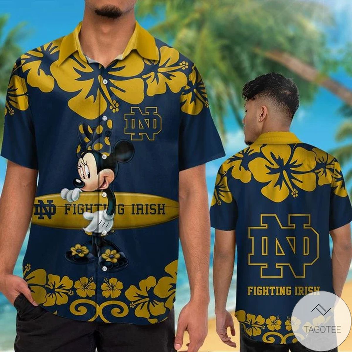 Notre Dame Fighting Irish & Minnie Mouse Hawaiian Shirt