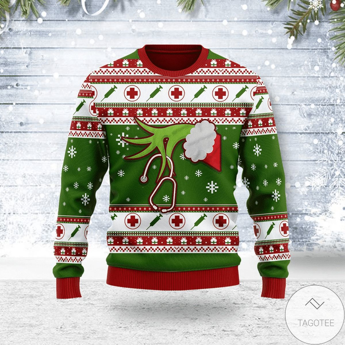 Nurse The Grinch Hand Ugly Christmas Sweater