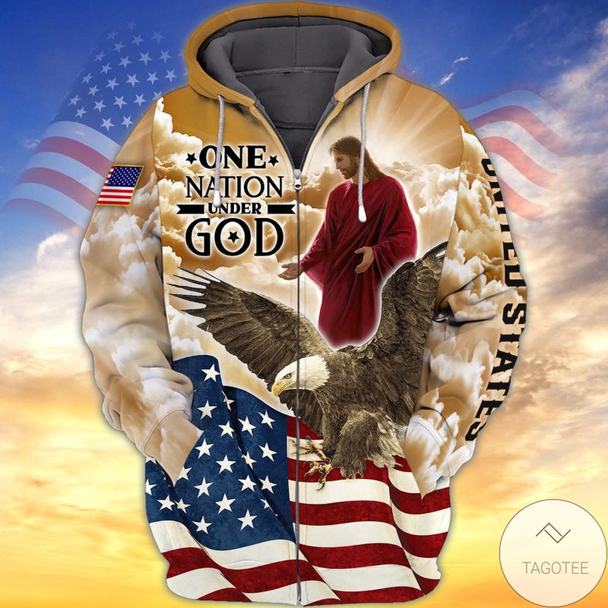 One Nation Under God 3D Zip Hoodie