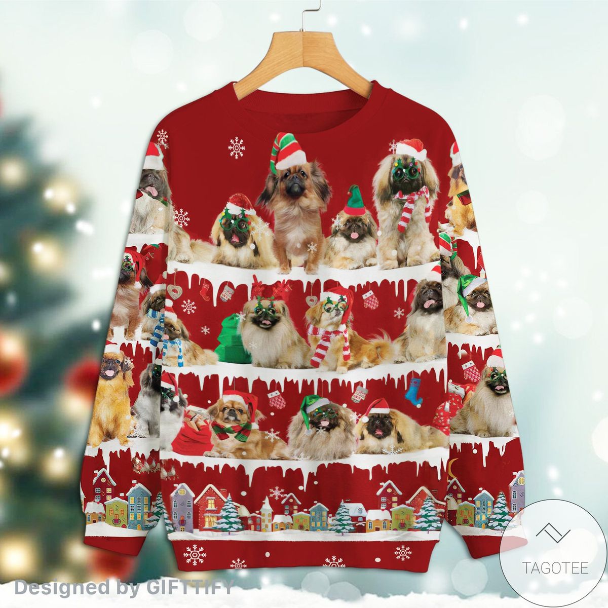 Pekingese Snow Christmas Premium Sweatshirt