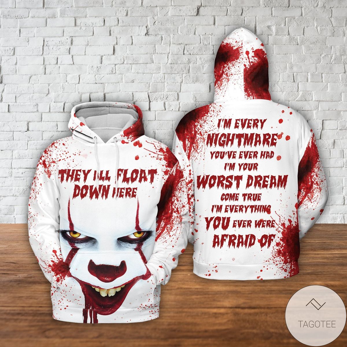 Pennywise They'll Float Down Here Bloody Hoodie