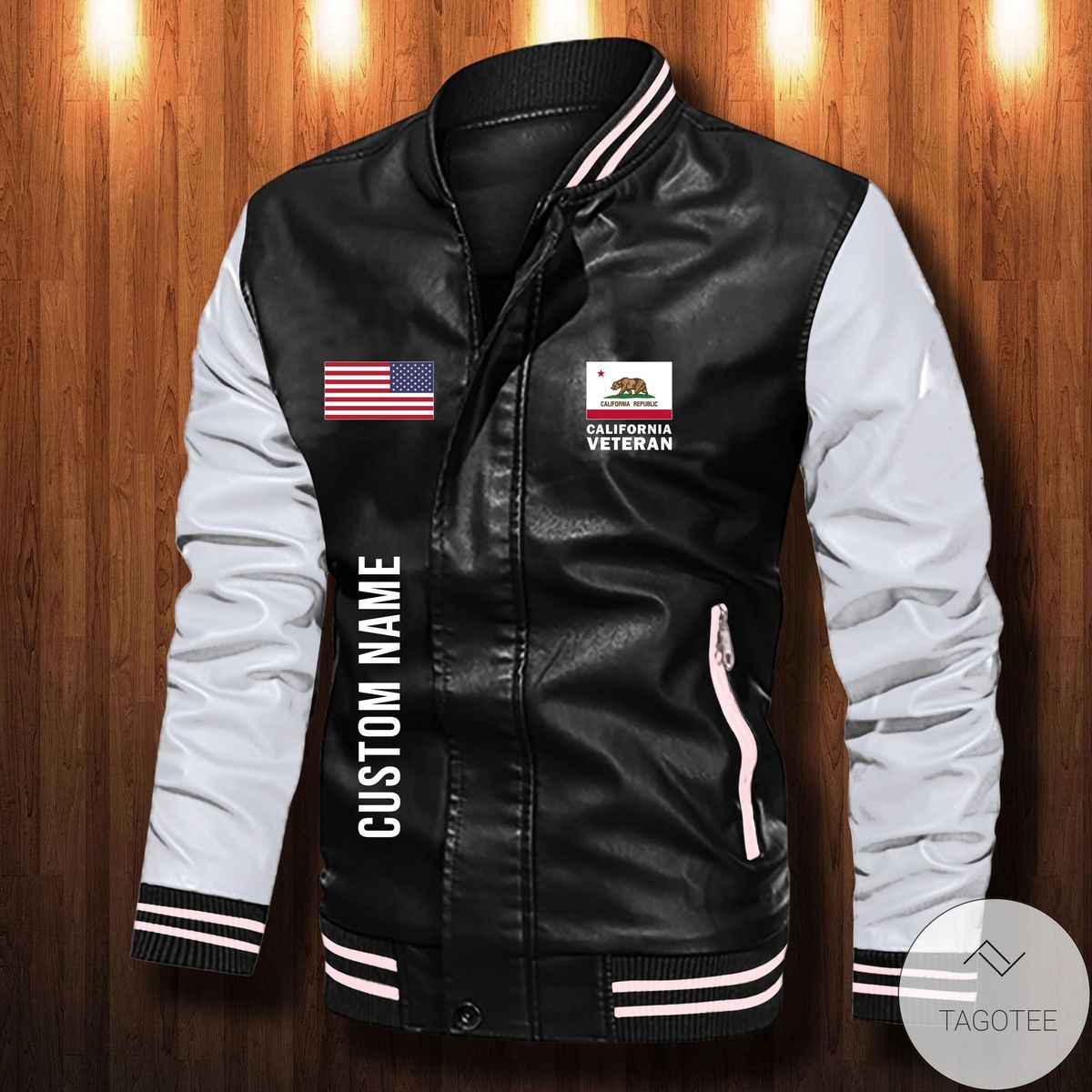 Personalized Californian By Blood American By Birth Leather Bomber Jacket
