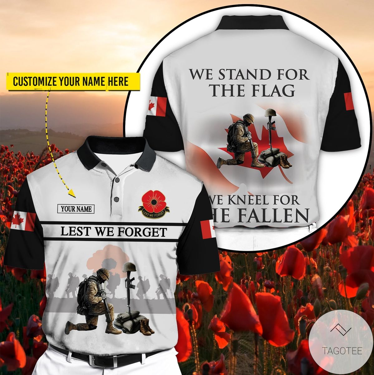 Personalized Canada Veteran Lest We Forget Polo Shirt