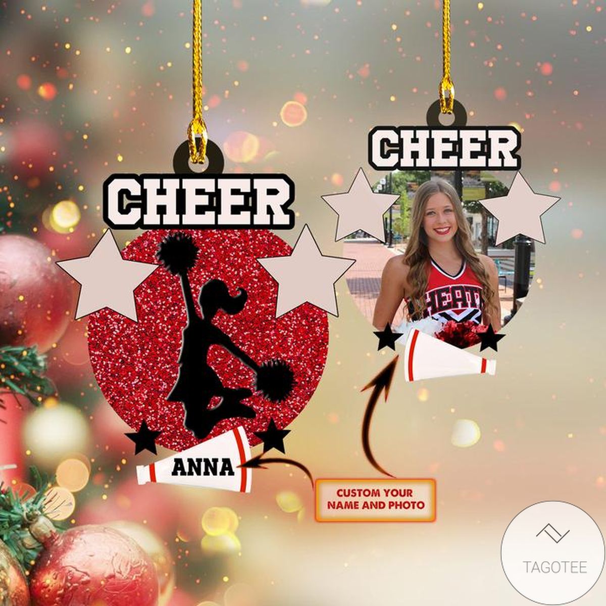 Personalized Cheerleader Red Ornament