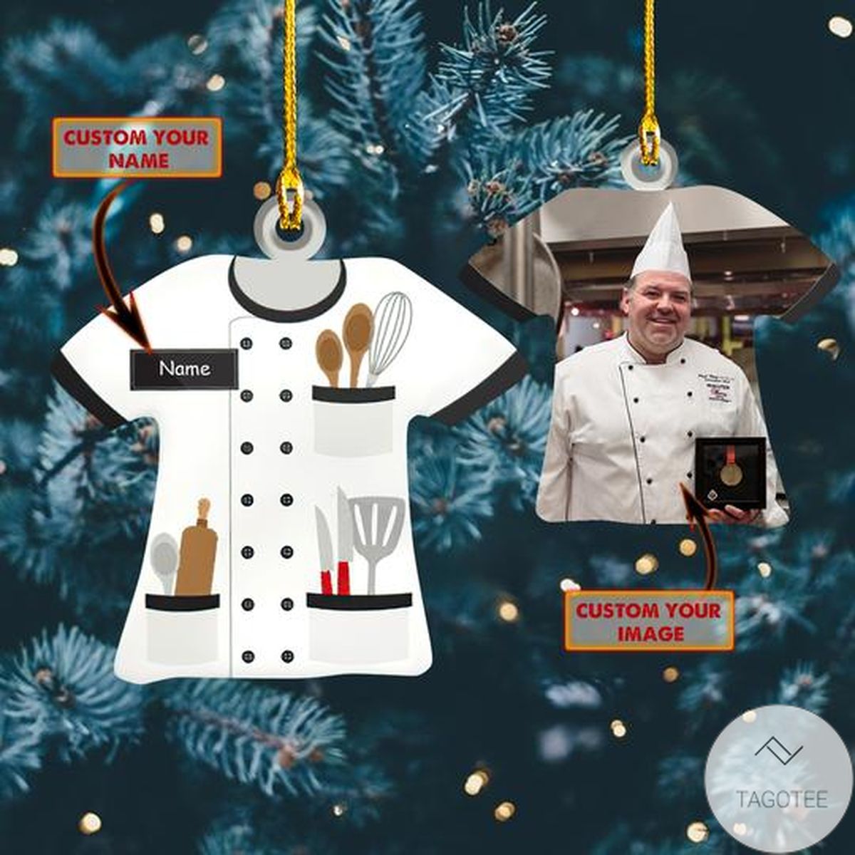 Personalized Chef Shirt Shaped Ornament