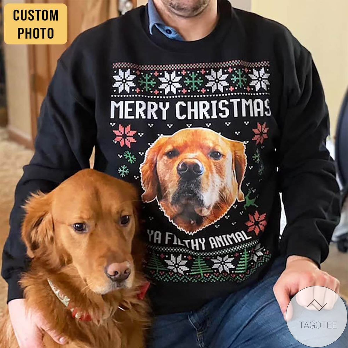 Personalized Dog Golden Retriever Merry Christmas Ugly Christmas Sweater