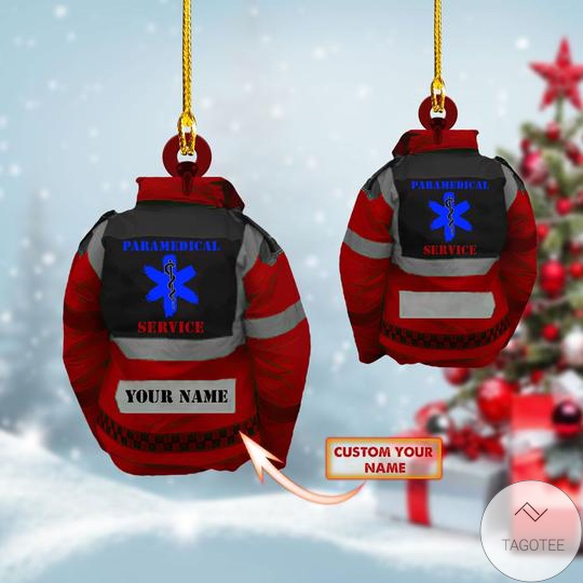 Personalized Emt Paramedic Red Shaped Ornament