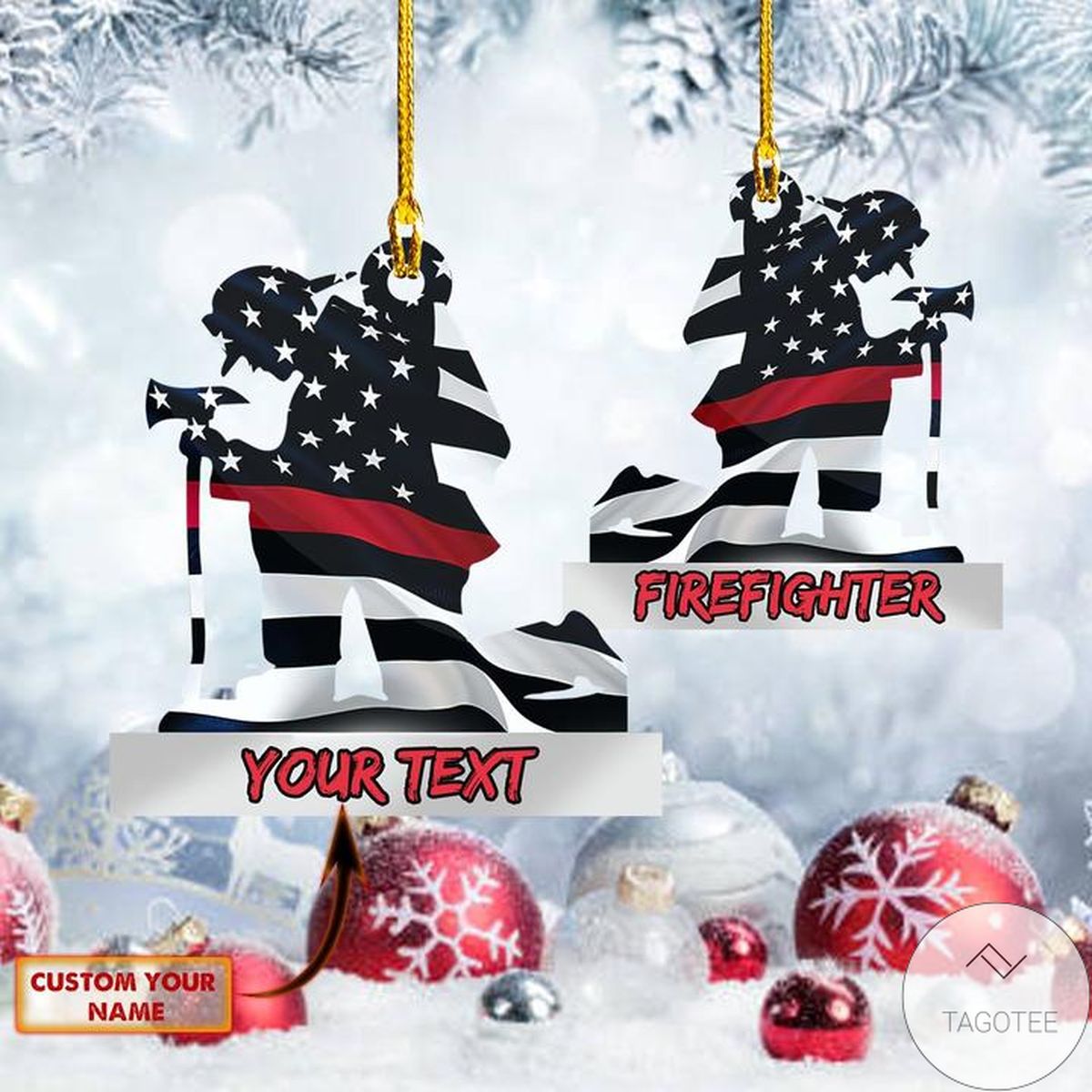 Personalized Firefighter Us Flag Ornament