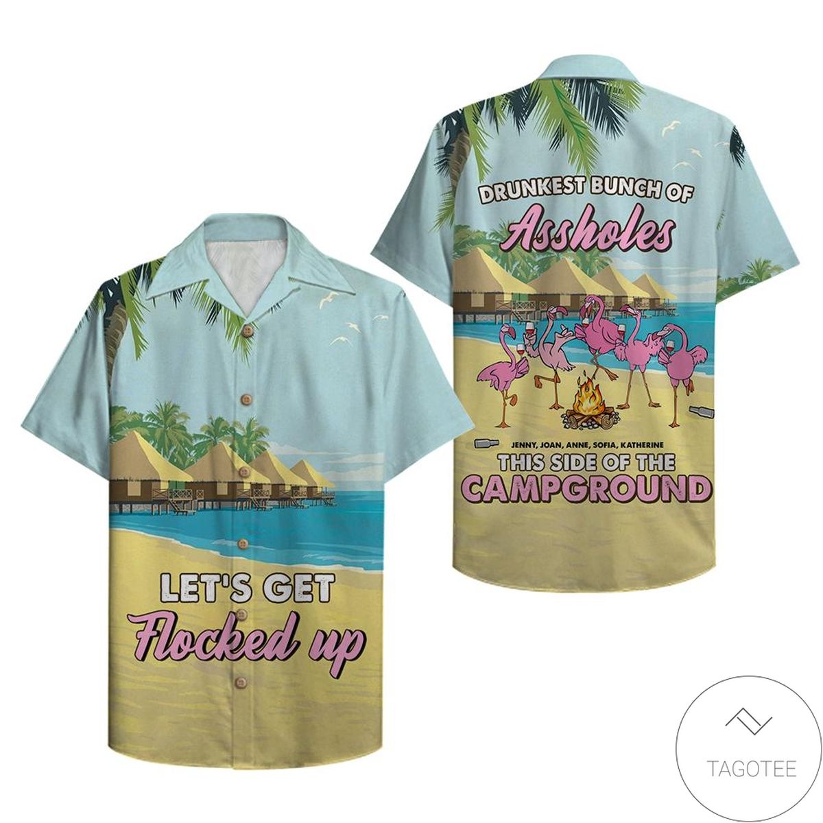 Personalized Flamingo Let's Get Flocked Up Hawaiian Shirt