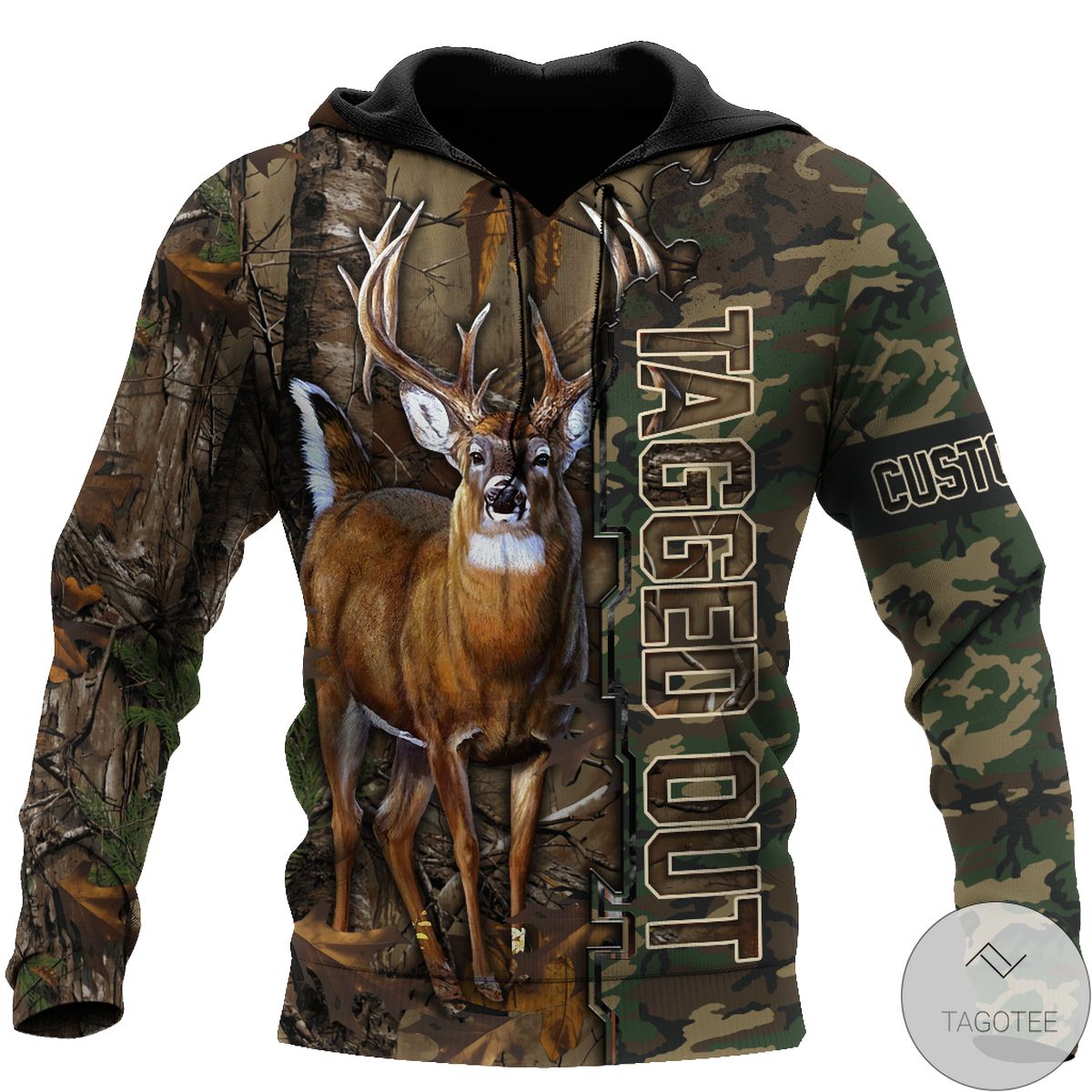 Personalized Hunting Deer Tagged Out Hoodie