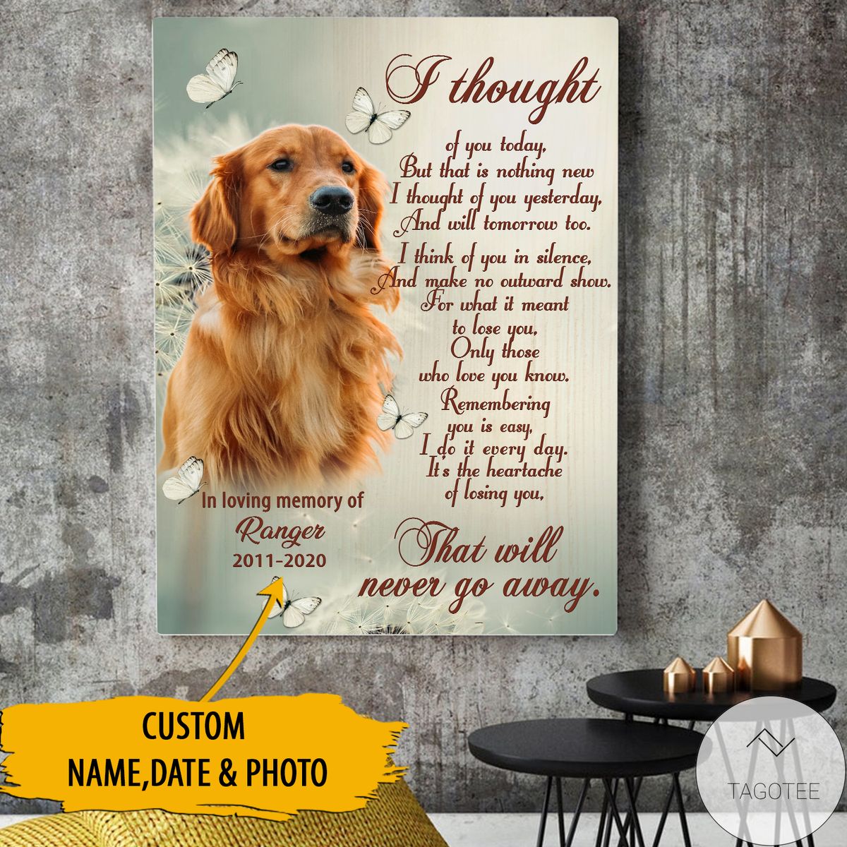 Personalized I Thought Of You Today Pet Memorial Canvas