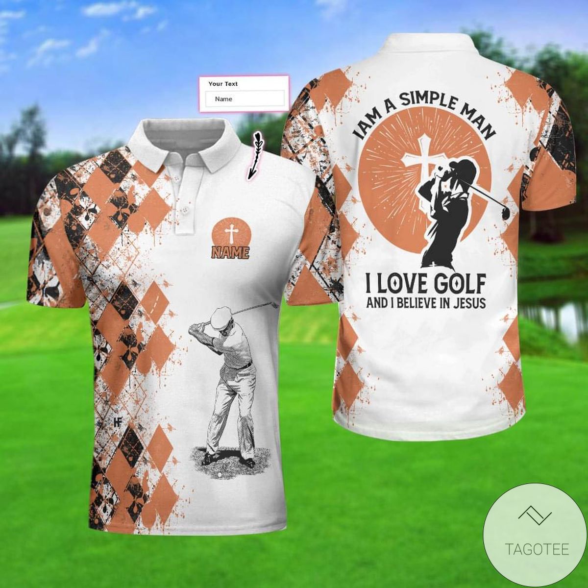 Personalized I'm A Simple Man I Love Golf And I Believe In Jesus Polo Shirt