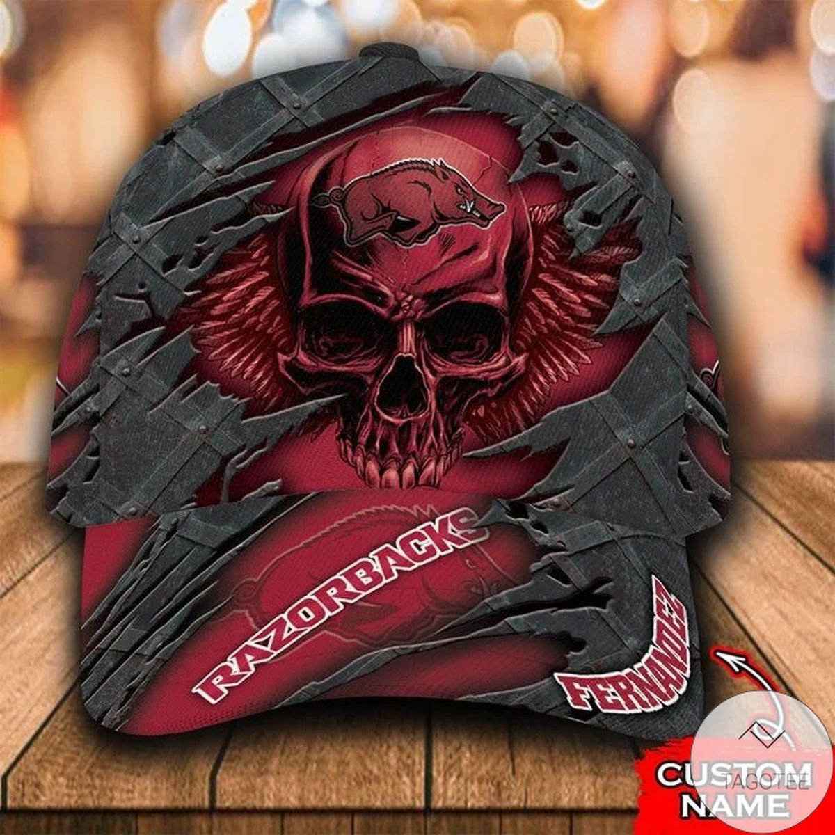 Personalized NCAA Arkansas Razorbacks 3D Skull Cap