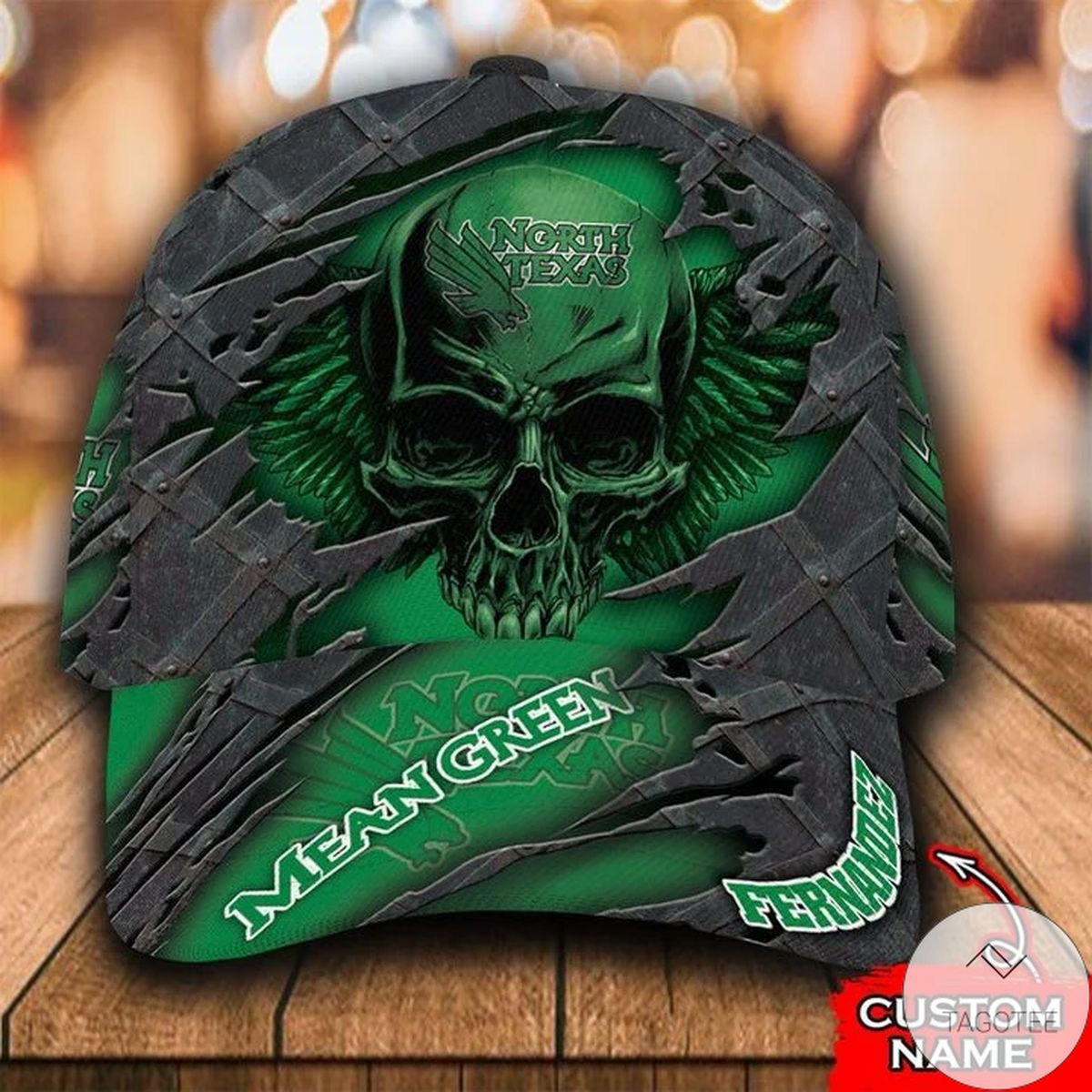 Personalized NCAA NORTH TEXAS MEAN GREEN 3D Skull Cap Classic