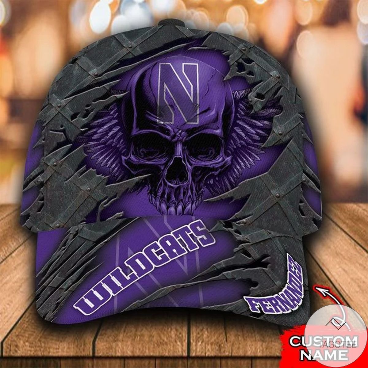 Personalized NCAA Northwestern Wildcats 3D Skull Cap Classic