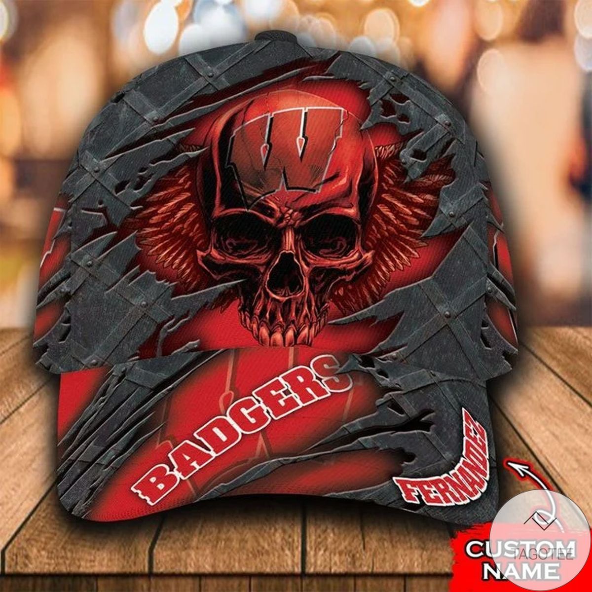 Personalized NCAA Wisconsin Badgers 3D Skull Cap