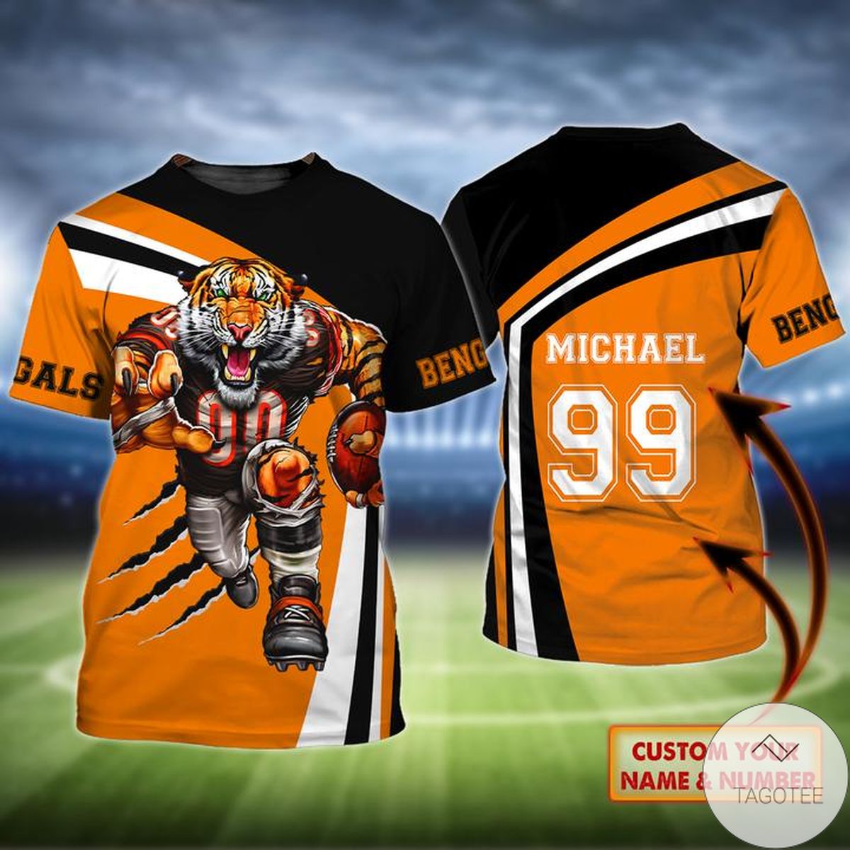 Personalized Name And Number Cincinnati Bengals All Over Print T-Shirt