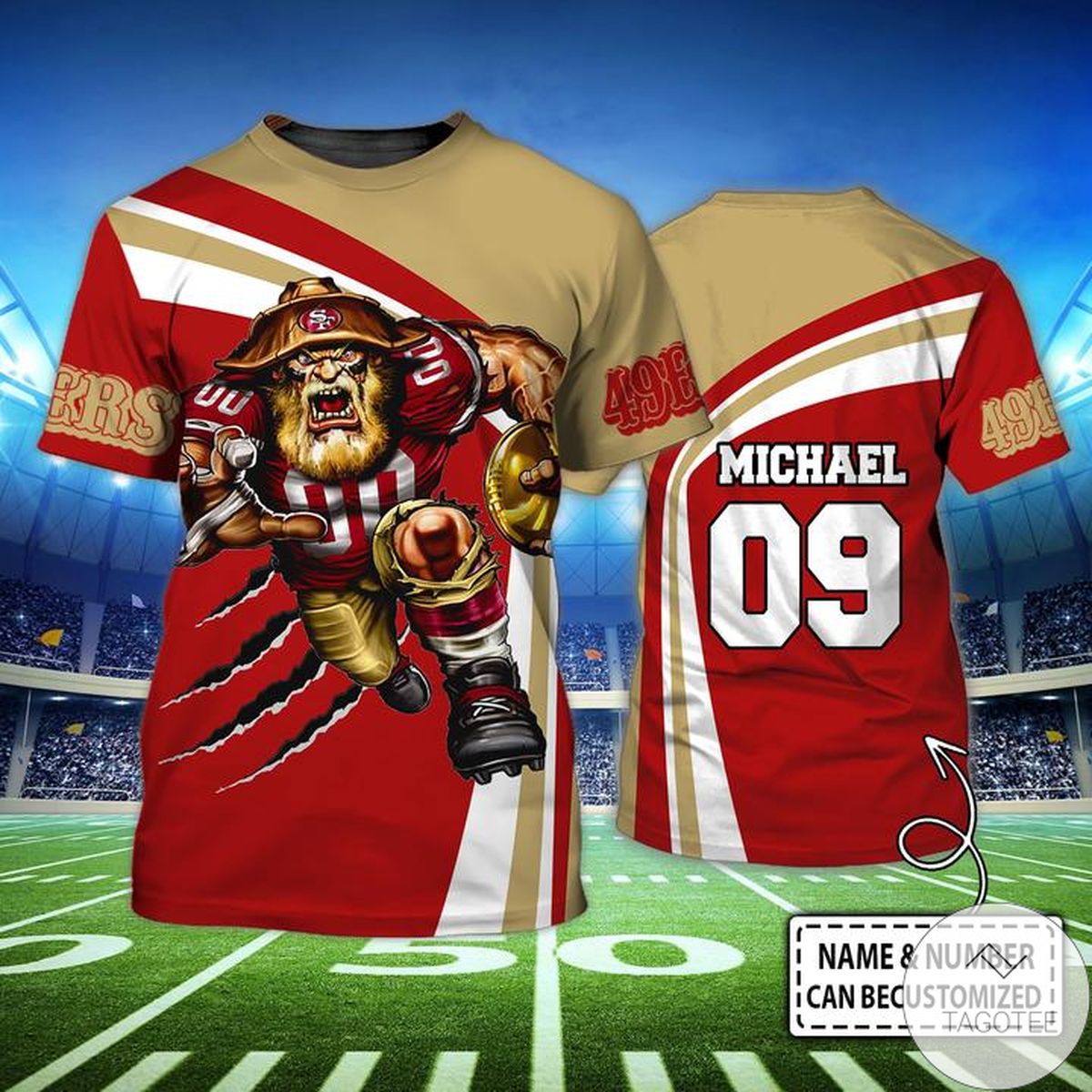Personalized Name And Number San Francisco 49ers All Over Print T-Shirt