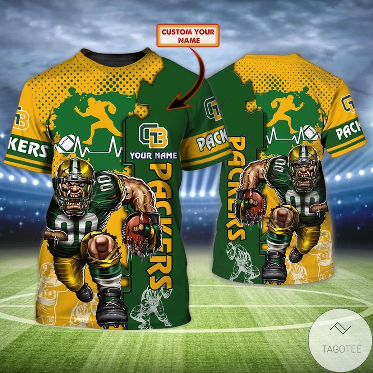 Personalized Name Green Bay Packers All Over Print T-Shirt