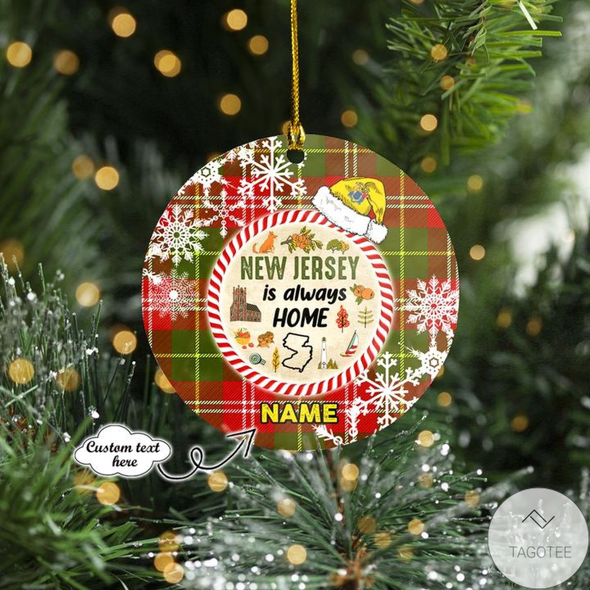 Personalized New Jersey is always Home Christmas Ornament