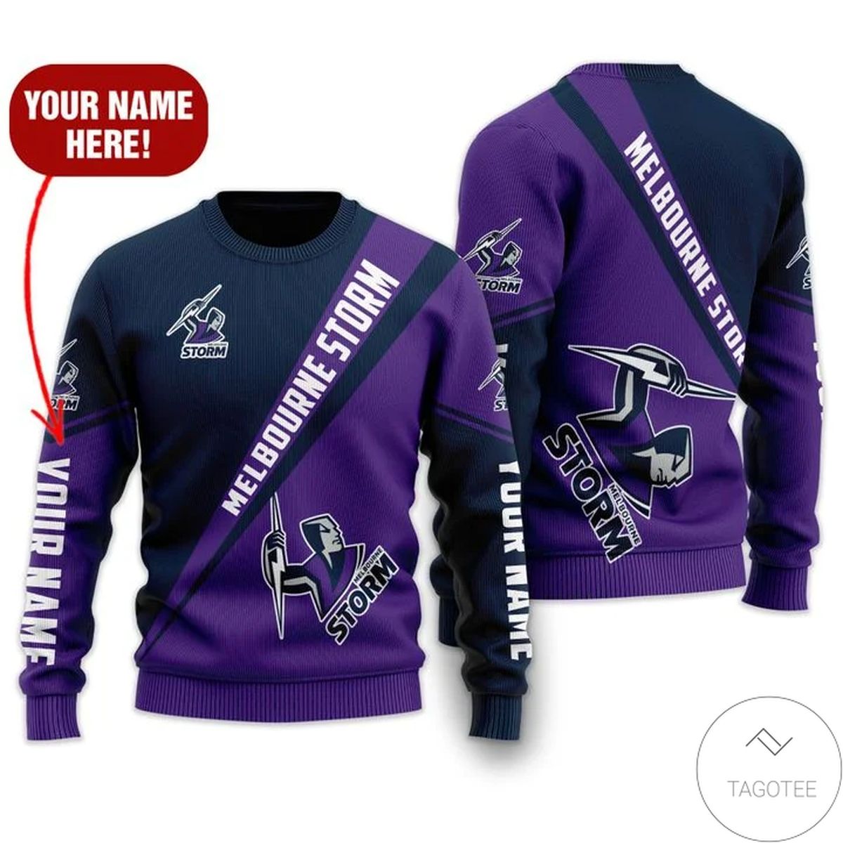 Personalized Nrl Melbourne Storm 3d Sweater