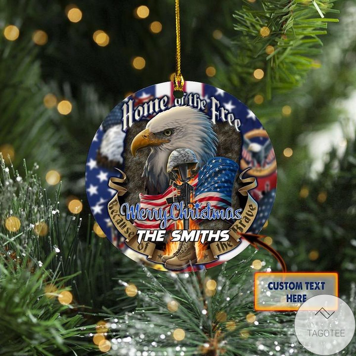 Personalized Patriotism Home Of The Free Because Of The Brave Christmas Ornament